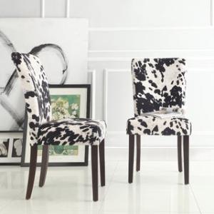 Offer for Portman Cow Hide Parson Dining Chairs (Set of 2) by iNSPIRE Q Bold (Black/White)