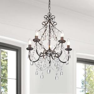 Offer for Bethany 5-Light Iron and Crystal Candle Chandelier (5-Light , Crystal Candle Chandelier)