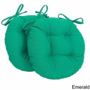 Offer for Blazing Needles Tufted Twill Round Chair Cushions (Set of 2) - 16 x 16 (Emerald)