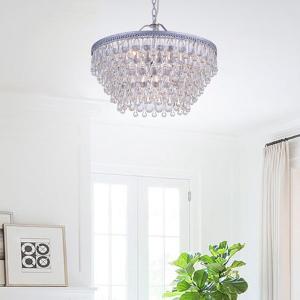 Offer for Silver Orchid Crystal 6-light Chandelier with Clear Teardrop Beads (16.5 inches high x 20 inches wide)