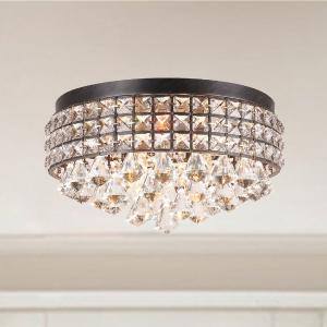 Offer for Silver Orchid Taylor Iron Shade Crystal Flush Mount Chandelier (Iron Shade, Crystal Flush Mount)