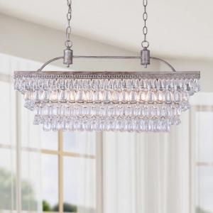 Offer for Silver Orchid Taylor Antique Silver 6-light Glass Droplets Chandelier (Antique Silver, 6 Light, Chandelier)