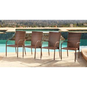 Offer for Abbyson Palermo Outdoor Wicker Armchairs (Set of 4) (Wicker/Iron)