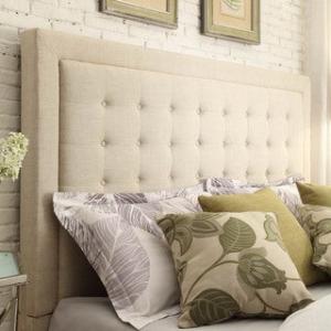 Offer for Bellevista Button-tufted Square Upholstered Headboard by iNSPIRE Q Bold (Beige - Full)