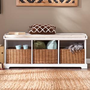 Offer for The Gray Barn Brookside White Entryway Storage Bench (OS7104)