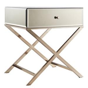 Offer for Camille X Base Mirrored Accent Campaign Table by iNSPIRE Q Bold (Gold Champagne Finish)