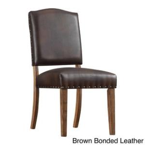 Offer for Benchwright Premium Nailhead Upholstered Dining Chairs (Set of 2) by iNSPIRE Q Artisan (Leather/Upholstered/Wood - Brown Bonded Leather)