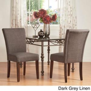 Offer for Catherine Parsons Dining Chair (Set of 2) by iNSPIRE Q Bold (Dark Grey Linen)