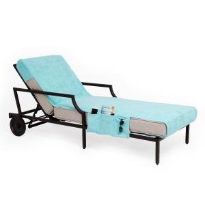 Offer for Authentic Turkish Cotton Aqua Green Towel Cover for Standard Size Chaise Lounge Chair with Side Pocket (Aqua)