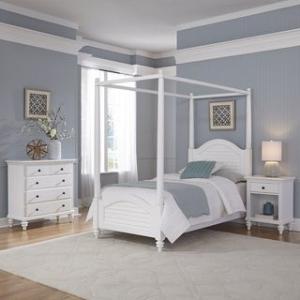 Offer for Bermuda Twin Canopy Bed, Night Stand, and Chest by Home Styles (Brushed - White)