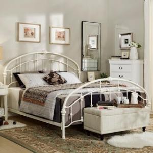 Offer for Lacey Round Curved Double Top Arches Victorian Iron Bed by iNSPIRE Q Classic (Antique White - Full)