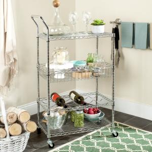 Offer for Safavieh Storage Collection Carmen 4-Tier Chrome Wire Adjustable Cart - #VALUE! (HAC1003A)