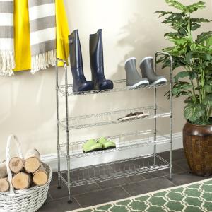 Offer for Safavieh Storage Collection Lidia Chrome Wire Adjustable Shoe Rack - 29.5