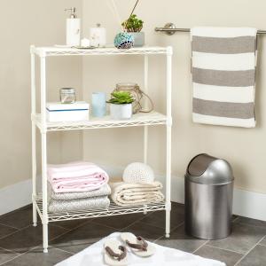 Offer for Safavieh Storage Collection Sierra Mini 3 Tier Heavy Duty Commercial Chrome Wire White Shelf - 23.2