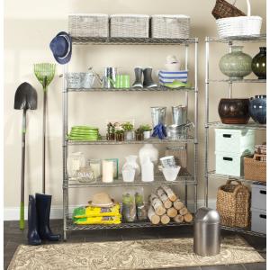 Offer for Safavieh Storage Collection Echo 5 Tier Heavy Duty Commercial Chrome Wire Shelf - 47.6