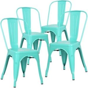 Offer for Poly and Bark Trattoria Dining Side Chair (Set of 4) (Aqua - Side Chairs)