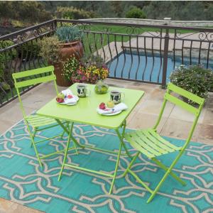 Offer for Corvus Rio Outdoor 3-piece Square Green Folding Bistro Set (BS024-1)