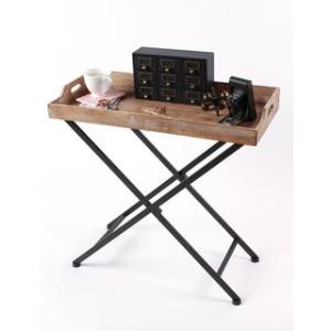 Offer for Kate and Laurel Marmora Black Metal and Rustic Wood Folding Tray Table (Natural)