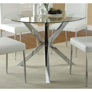 Offer for Coaster Company Chrome Glass Top Dining Table (DINING TABLE)
