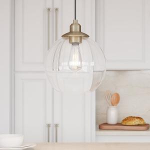 Offer for Carson Carrington Sogndal Antique Brass and Clear Glass 11-inch Orb Pendant Light (Clear)