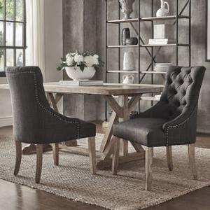 Offer for Benchwright Button Tufts Wingback Hostess Chairs (Set of 2) by iNSPIRE Q Artisan (Dark Grey Linen)