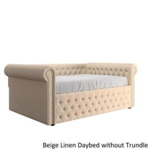 Offer for Knightsbridge Full Size Tufted Scroll Arm Chesterfield Daybed and Trundle by iNSPIRE Q Artisan (Beige Linen Daybed without Trundle)