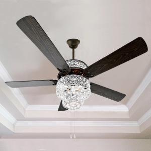 Offer for Silver Orchid March Silver Punched Metal and Clear Crystal Ceiling Fan - 52