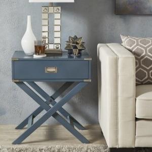 Offer for Kenton II X Base Wood Accent Campaign Table iNSPIRE Q Modern (Blue Steel)