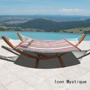 Offer for Corvus Silvia Outdoor Sunbrella Double Hammock Set with Stand (icon mystique)