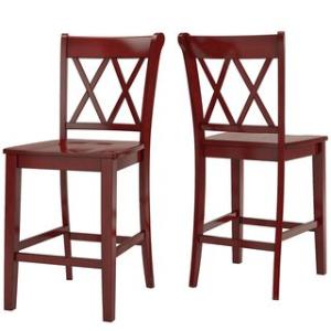 Offer for Eleanor Double X-Back Wood 24-inch Counter Chair (Set of 2) by iNSPIRE Q Classic (Berry Red)