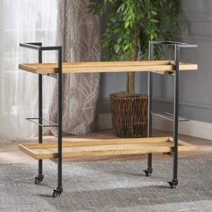 Offer for Gerard Industrial Wood Bar Cart by Christopher Knight Home (Brown)
