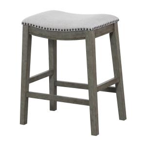 Offer for The Gray Barn Arbakka Grey 24-inch Saddle Bar Stools (Set of 2) (Grey Fabric and Antique Grey Base)