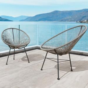 Offer for Sarcelles Modern Wicker Patio Chairs by Corvus (Set of 2) (Grey)
