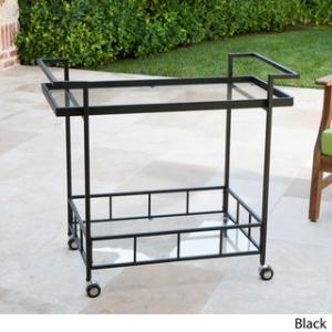 Offer for Selby Outdoor Industrial Tempered Glass Bar Cart by Christopher Knight Home (Black)