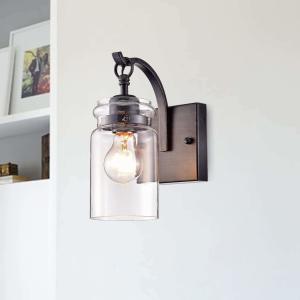 Offer for Anastasia Antique Black Single Light Wall Sconce Clear Glass Shade (Antique Black, Wall Sconce, Clear Glass Shade)