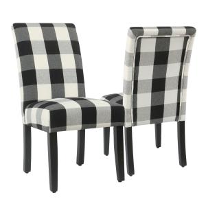 Offer for HomePop Parsons Dining Chair - Black Plaid (set of 2) (Black)