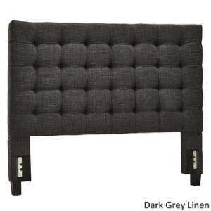 Offer for Briella Button Tufted Linen Upholstered Headboard iNSPIRE Q Modern (Dark Grey Linen - Full)
