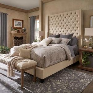 Offer for Naples Wingback Button Tufted 84-Inch High Headboard Bed by iNSPIRE Q Artisan (Beige - Queen)