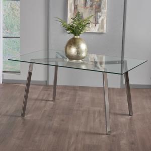 Offer for Zavier Rectangle Glass Dining Table by Christopher Knight Home (Clear + Chrome)