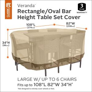 Offer for Classic Accessories Veranda Rectangular Bar Table & Chair Set Cover