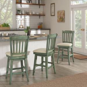Offer for Eleanor Slat Back Counter Height Wood Swivel Chair by iNSPIRE Q Classic (Antique Sage Green)