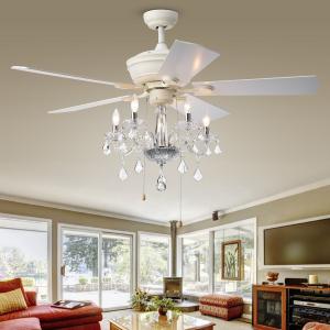 Offer for Havorand II 5-light Crystal 5-blade 52-inch White Finish Ceiling Fan (Havorand II 52-inch White Finish Ceiling Fan)