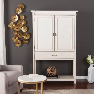 Offer for The Gray Barn Oriaga Antique White Fold-Out Bar Cabinet