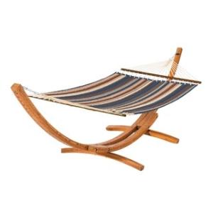 Offer for Classic Accessories Montlake Fadesafe Quilted Hammock with Wood Stand (heather indigo blue multi-stripe)