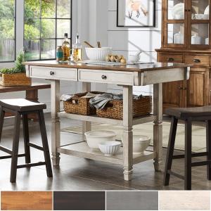 Offer for Elena Two-Tone Antique Kitchen Island Buffet by iNSPIRE Q Classic (Wood Finish - Oak)