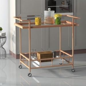 Offer for Ambrose Industrial Iron Glass Bar Cart with Shelves by Christopher Knight Home (Iron/Glass - rose)
