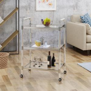 Offer for Emilie Acrylic Bar Trolley by Christopher Knight Home (clear + black - Assembly Required)