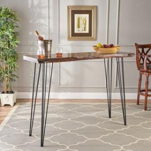 Offer for Chana Industrial Faux Live Edge Bar Table by Christopher Knight Home (Natural/Black - Veneer/MDF/Iron)