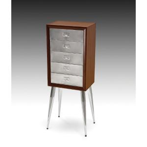 Offer for Metal & Wood Jewelry Armoire, Silver & Dark Brown