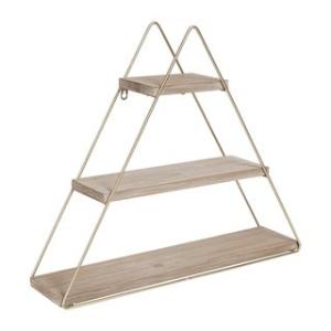 Offer for Kate and Laurel Tilde 3 Tiered Triangle Floating Wall Shelf (Rustic Brown/Gold)